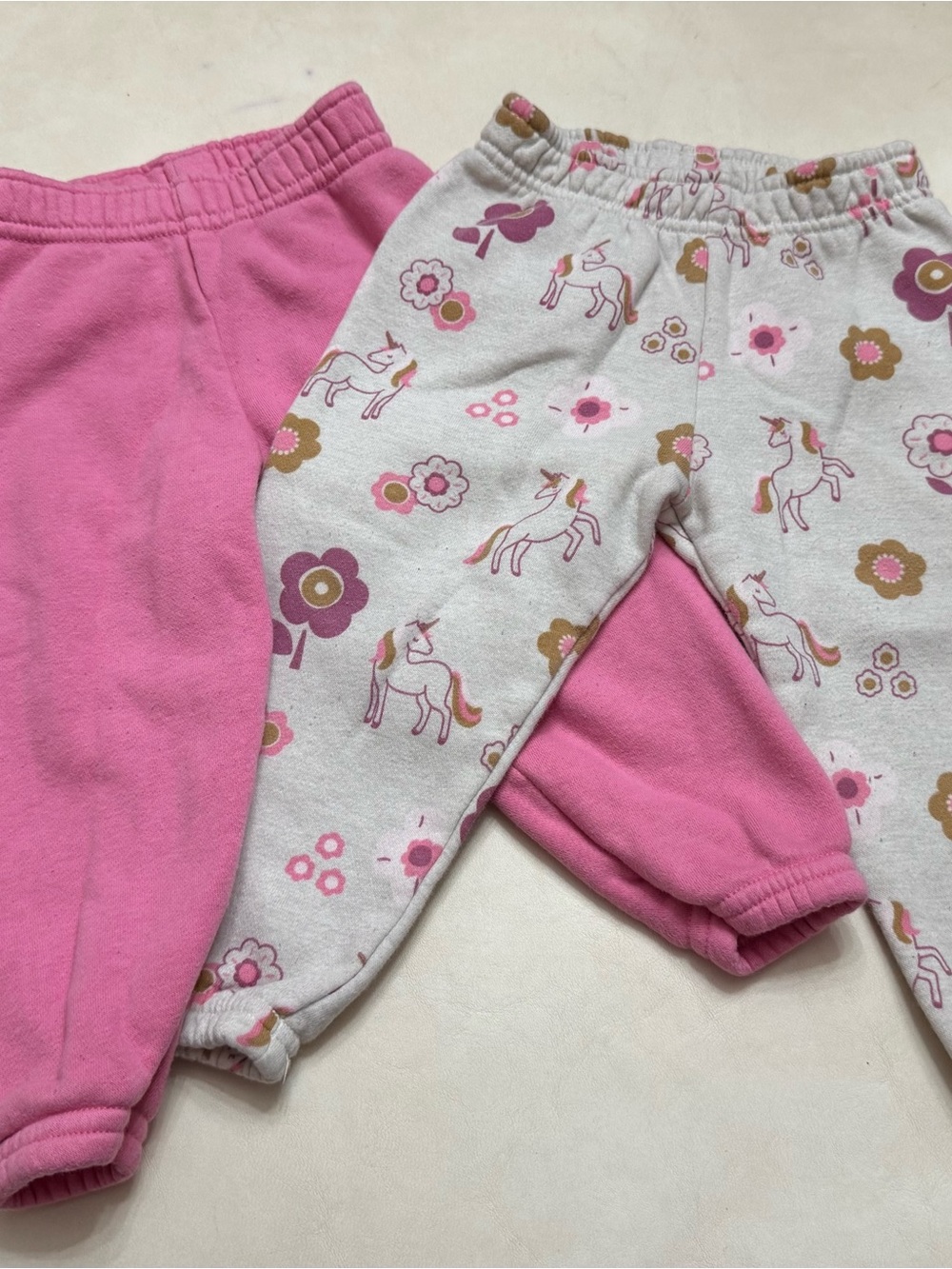 Garanimals Pink & Cream Floral Unicorn Baby Pants Set